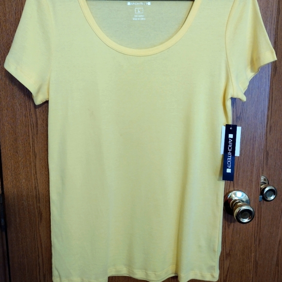 Architect Tops - Architect Lg Lemondrop Double Stitch Scoop Neck Cap Sleeve Fitted